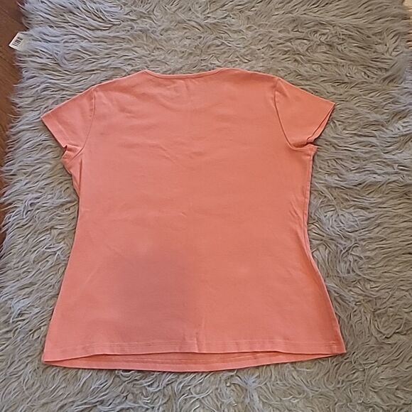 Geoffrey beene sport womens coral‎ cotton tshirt size large - Picture 3 of 3